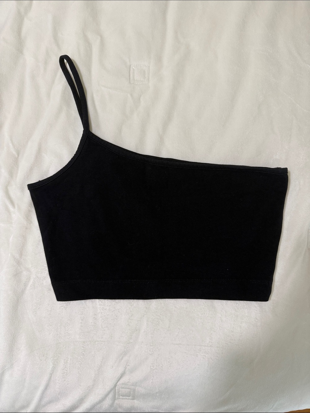 Asymmetric One-Shoulder Black Crop Top - Women's